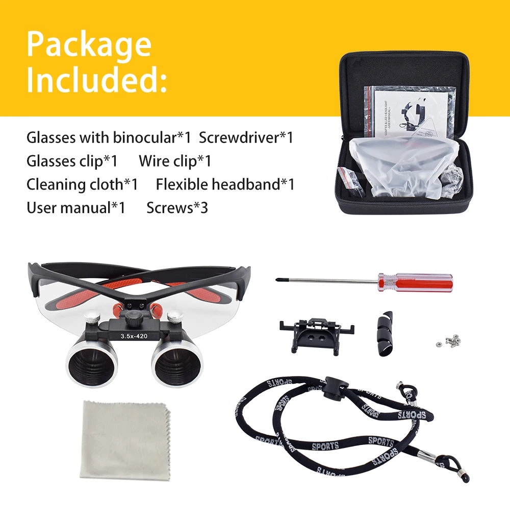 3.5X/2.5X Magnification Binocular Dental Loupe Surgery Surgical Magnifier Medical Operation Loupes
