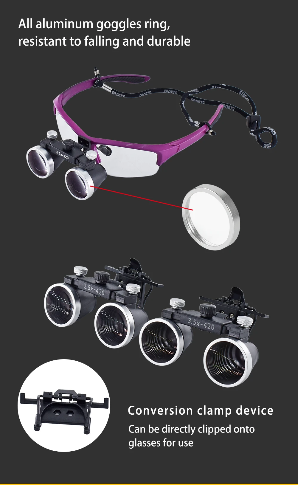 3.5X/2.5X Magnification Binocular Dental Loupe Surgery Surgical Magnifier Medical Operation Loupes