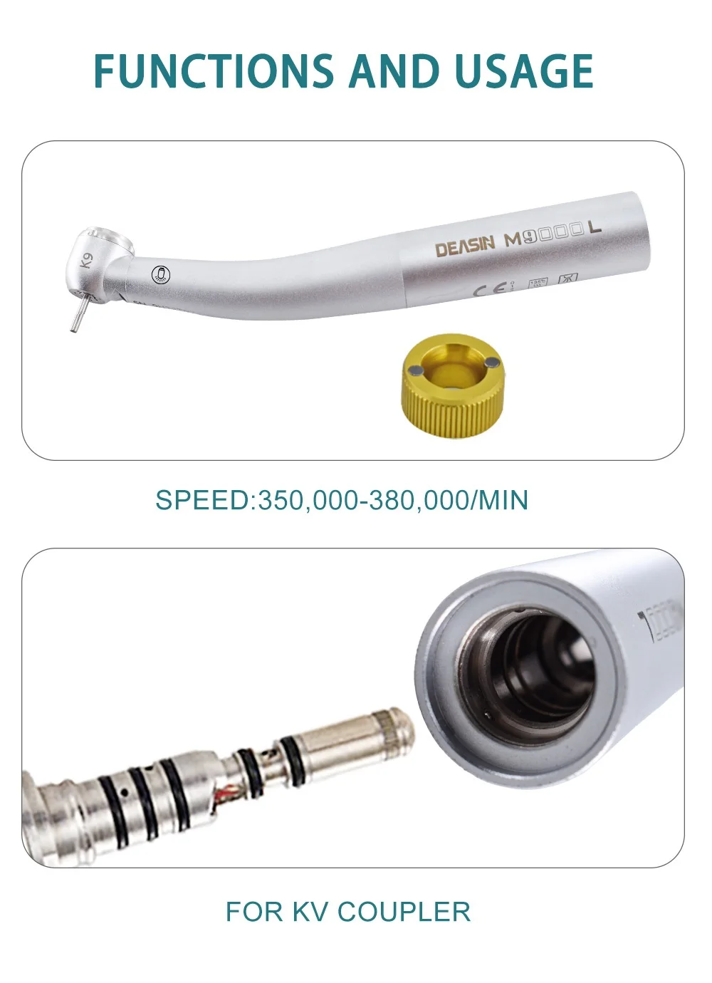 Dentist M900L Fiber Optic LED High Speed Air Turbine Handpiec Handpiece For Kavo Quick Coupling Super Powerful Tool