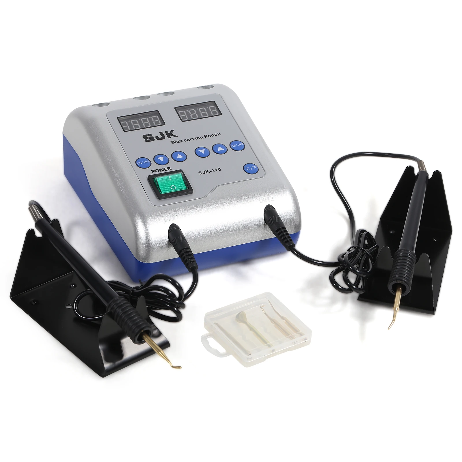 Dental Lab Electric handle wax carving heater kit include 6 Wax Tips+2 Pens Pot
