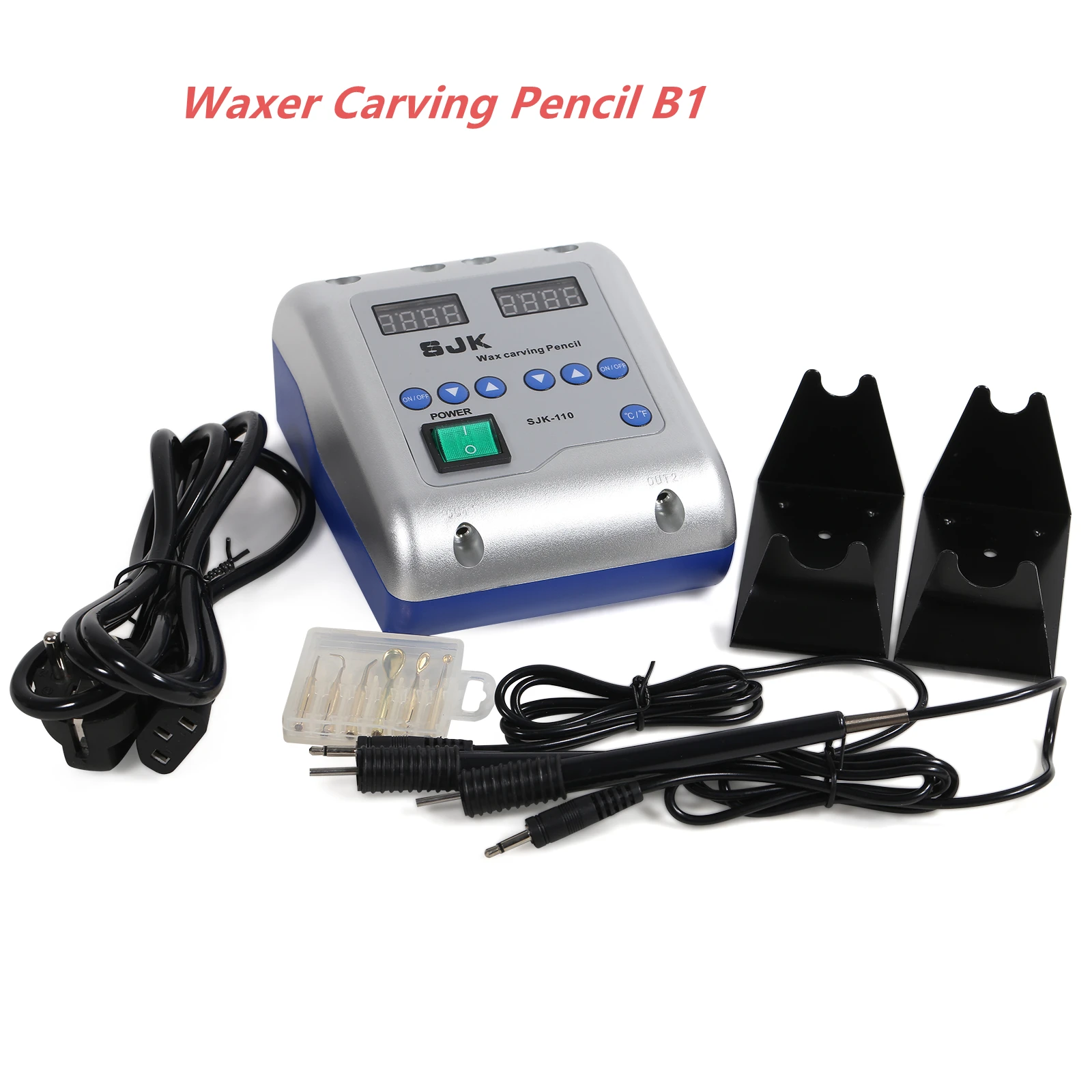 Dental Lab Electric handle wax carving heater kit include 6 Wax Tips+2 Pens Pot
