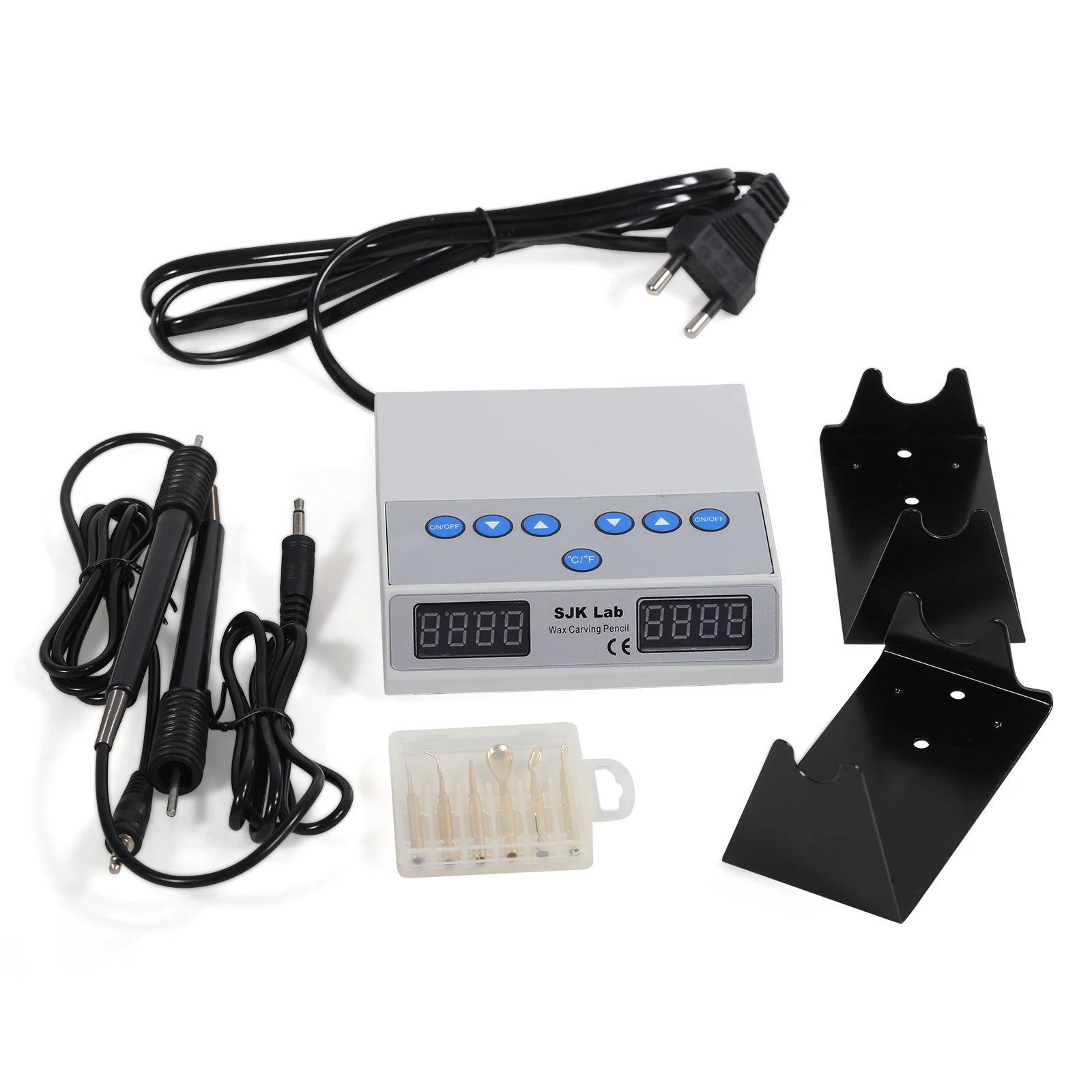 Dental Lab Electric handle wax carving heater kit include 6 Wax Tips+2 Pens Pot