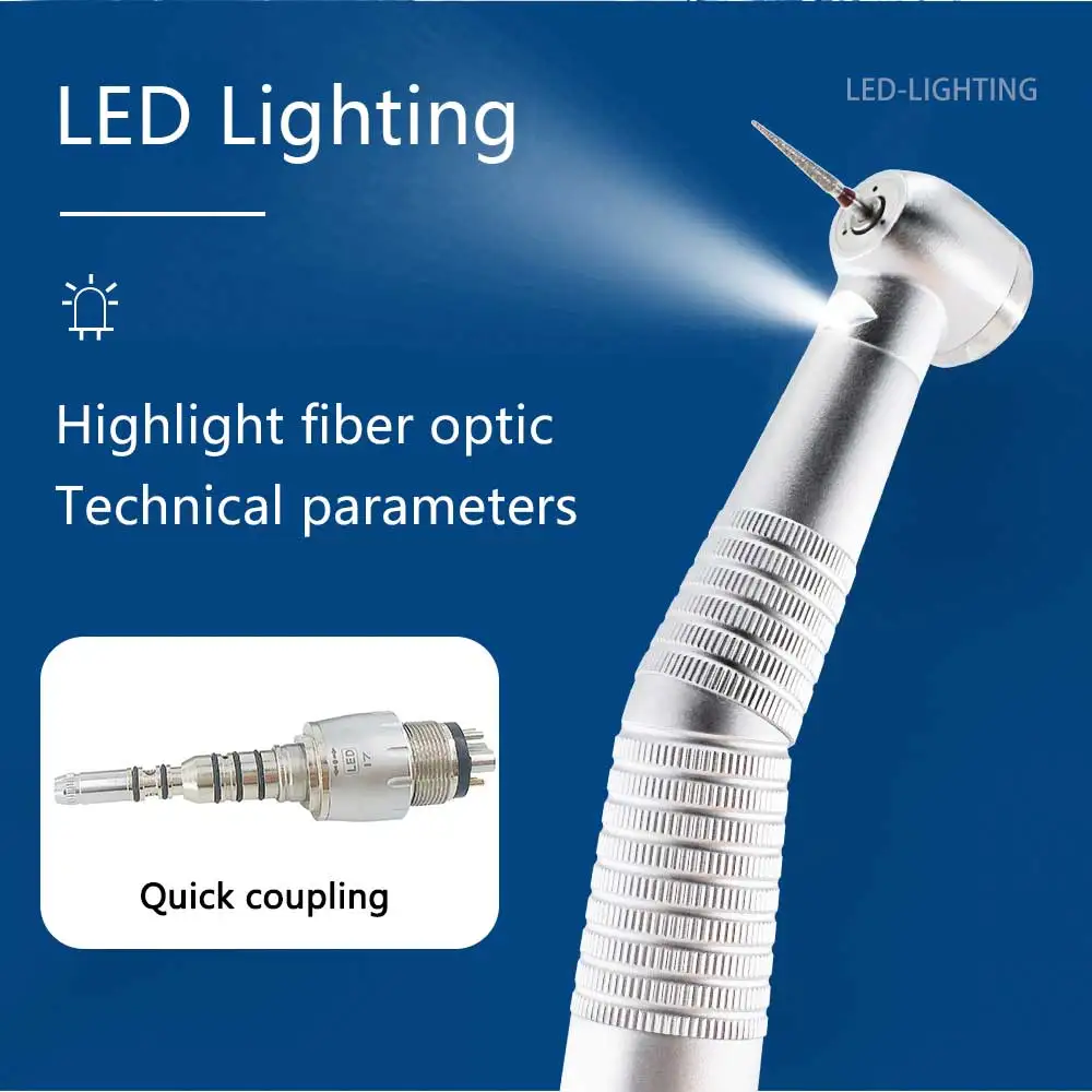 Dental Fiber Optic Handpiece LED Standard Head Turbine Fit KV Quick Coupling