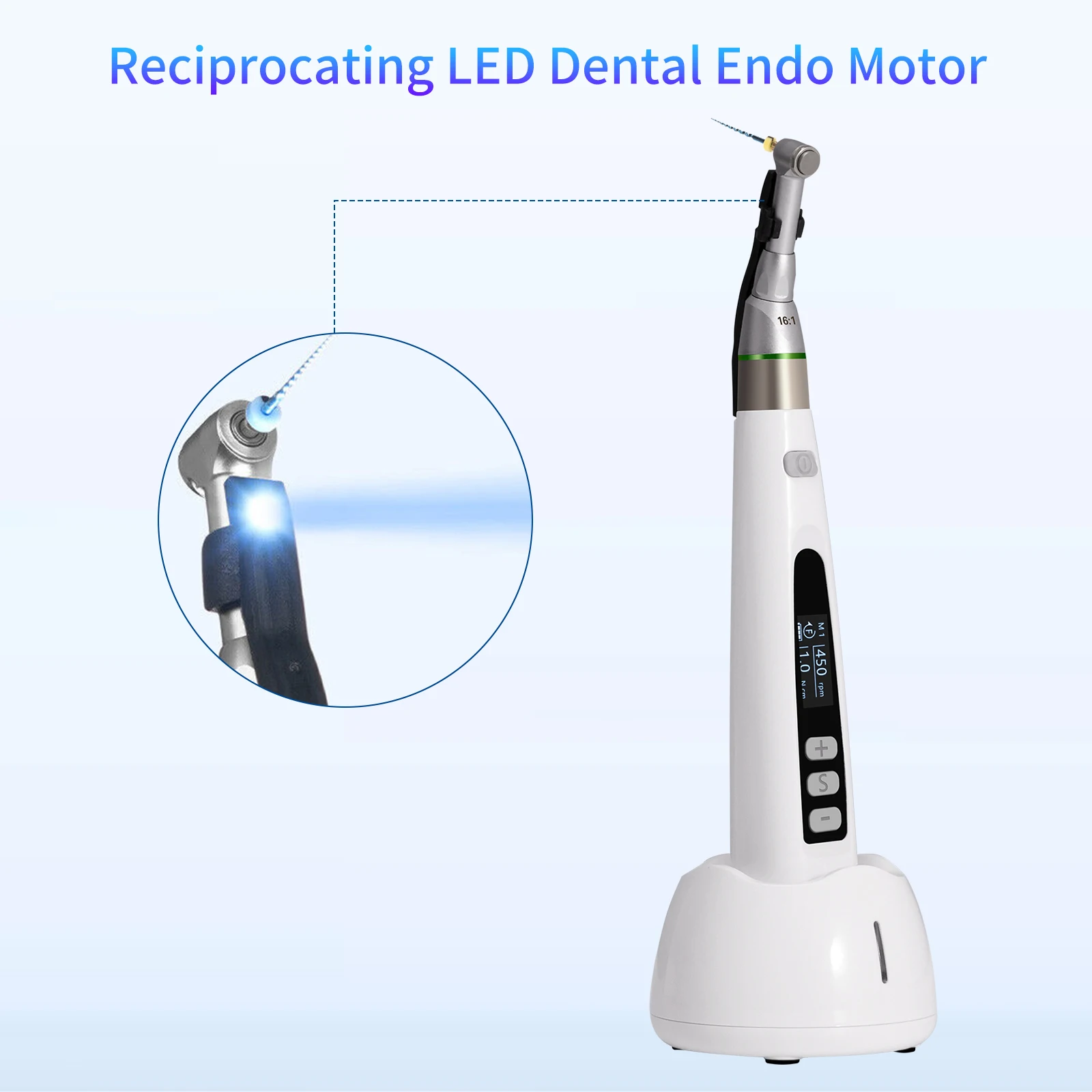 Dental Cordless & Wireless LED Light Endo Motor 16:1 Contra Angle Root Canal Treatment Endodontic