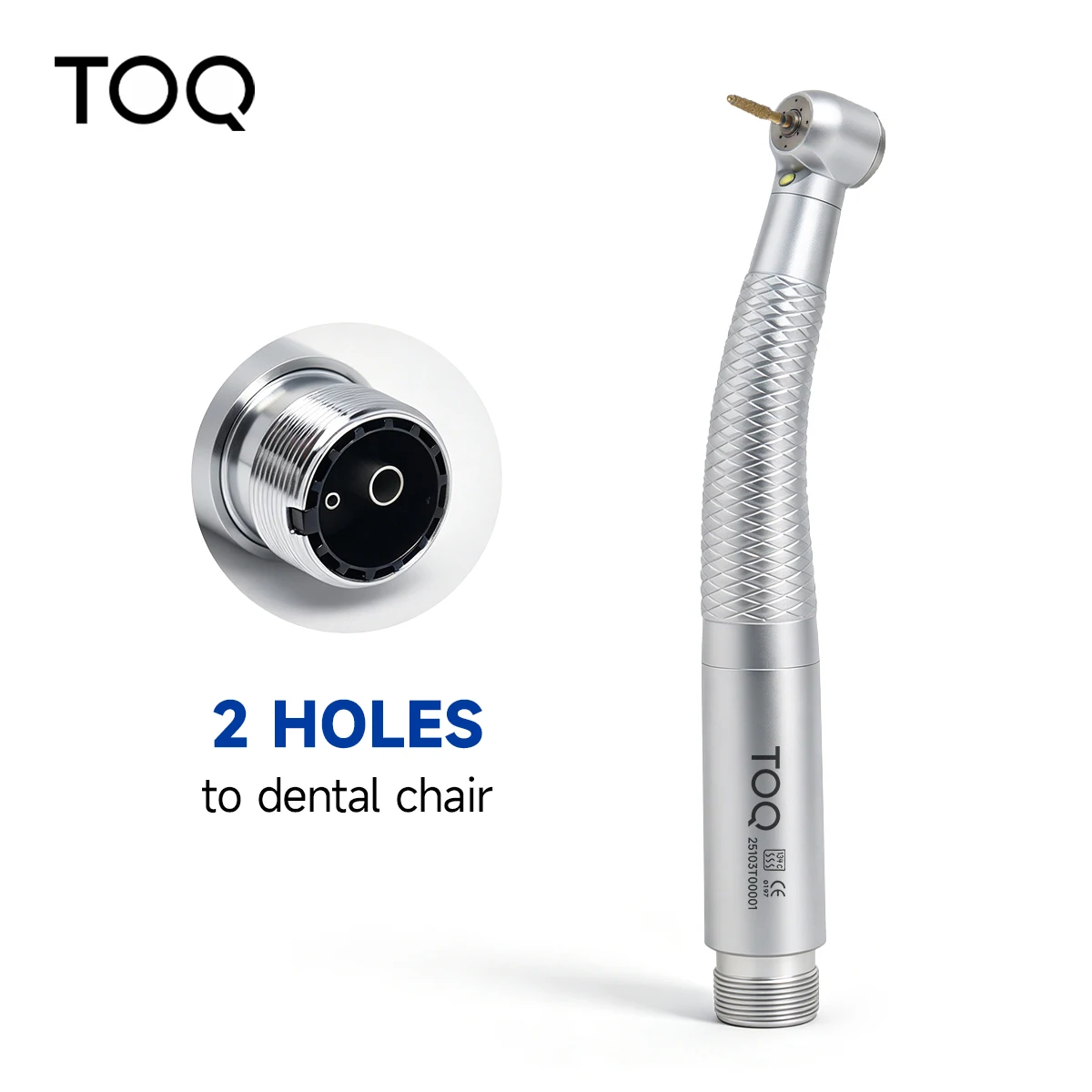 TOQ Dental LED High‑Speed Handpiece, Self‑powered E‑Generator Air Turbine, Push Button Triple Water Spray 2 Holes Autoclavable