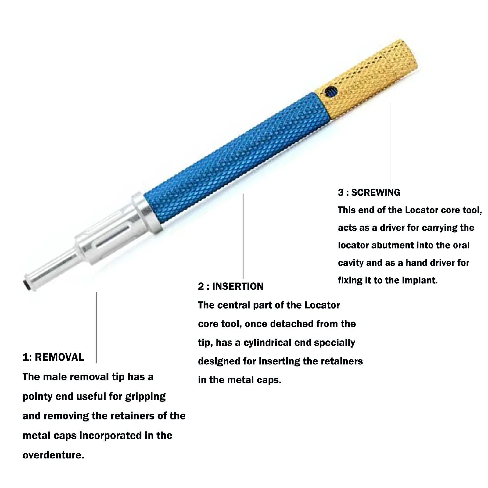 Dental Implant Retention Caps Kit Universal Locator Core Tool for Insertion Extraction Abutment Overdenture Attachment