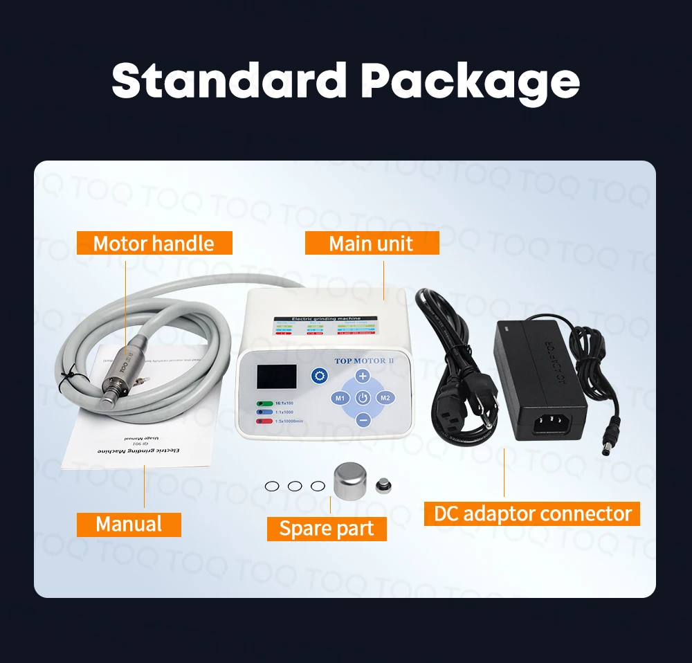 TOQ Dentist Low&High Speed Dental TOP LED Fiber Optic Brushless Electric Micromotor Handpiece Set Fit To E Type 1:5/4:1/1:1