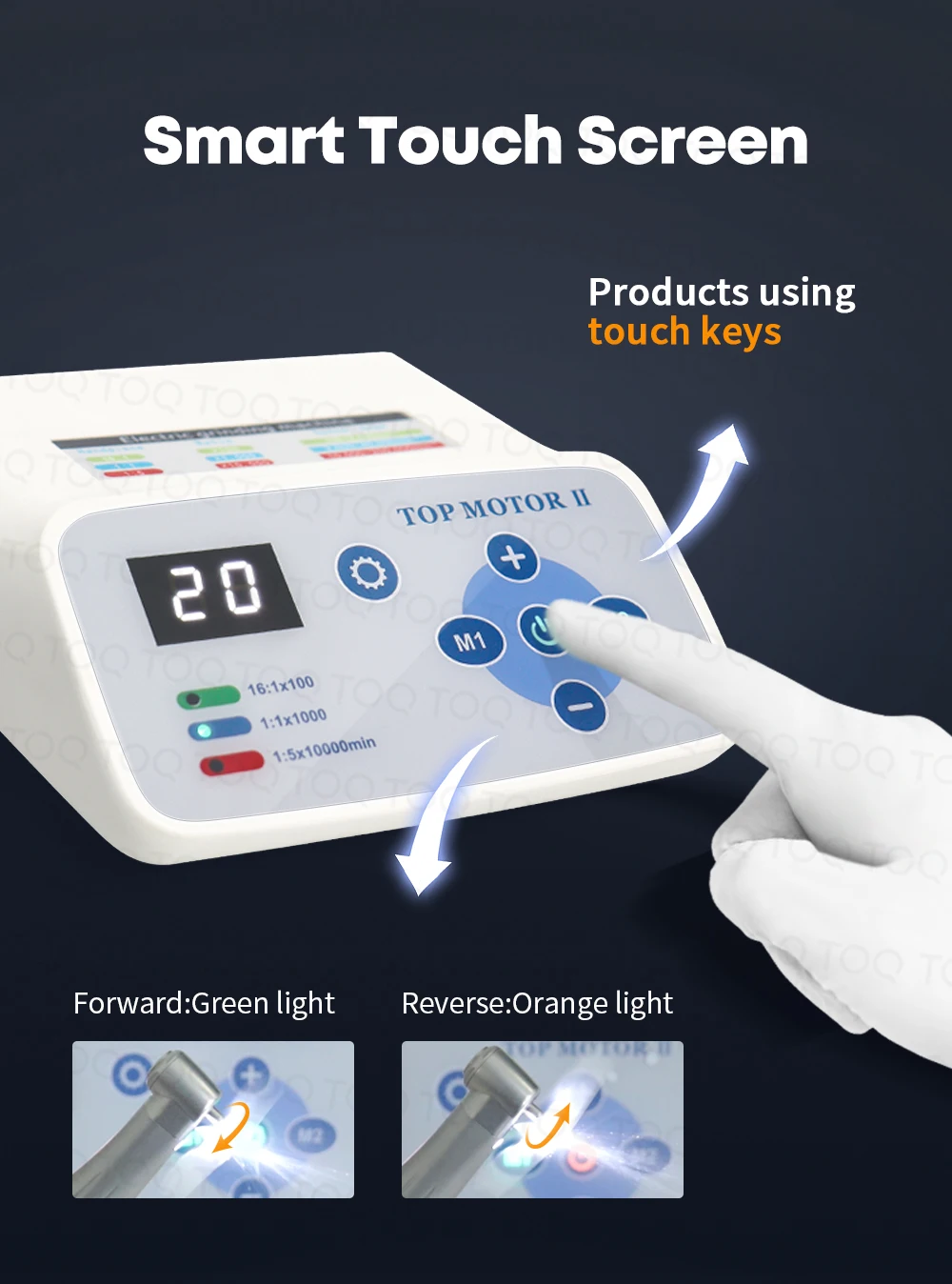 TOQ Dentist Low&High Speed Dental TOP LED Fiber Optic Brushless Electric Micromotor Handpiece Set Fit To E Type 1:5/4:1/1:1