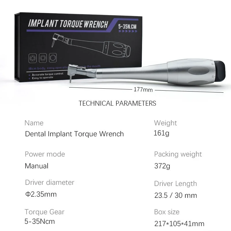 JUMTOP Universal Dental Implant Torque Wrench with 12 Driver Dentistry Latch Head Handpiece 5 to 35 N.cm