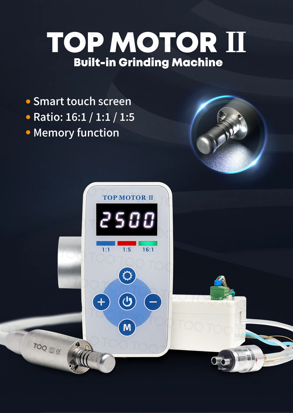 Dental Brushless Electric Motor with Internal Water Spray and LED Connector Portable Micromotor for Fiber Optic 1:1 1:5 4:1 16:1