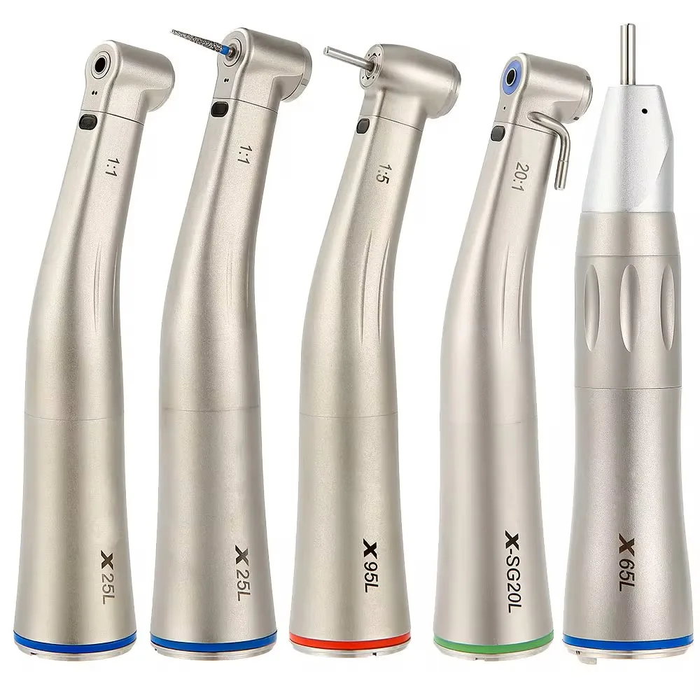 Straight Contra Angle Handpiece Dental Fiber Optic Motor Contra Angle Dental Low Speed Handpiece 1:1/1:5/20:1 Air Turbine