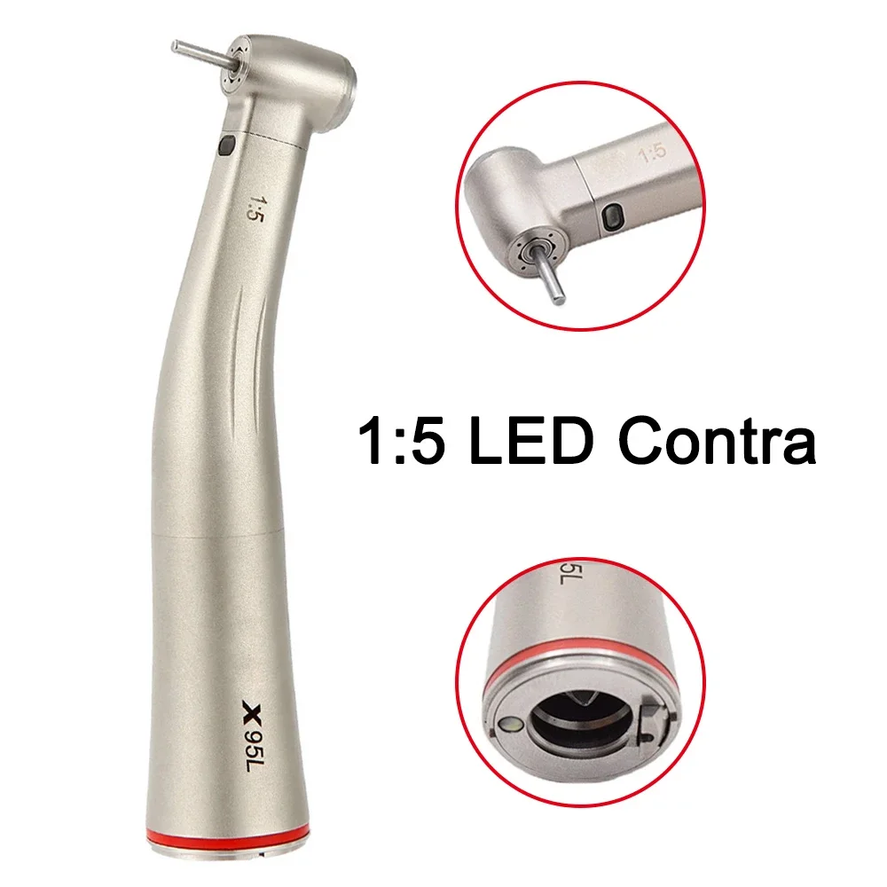 Straight Contra Angle Handpiece Dental Fiber Optic Motor Contra Angle Dental Low Speed Handpiece 1:1/1:5/20:1 Air Turbine