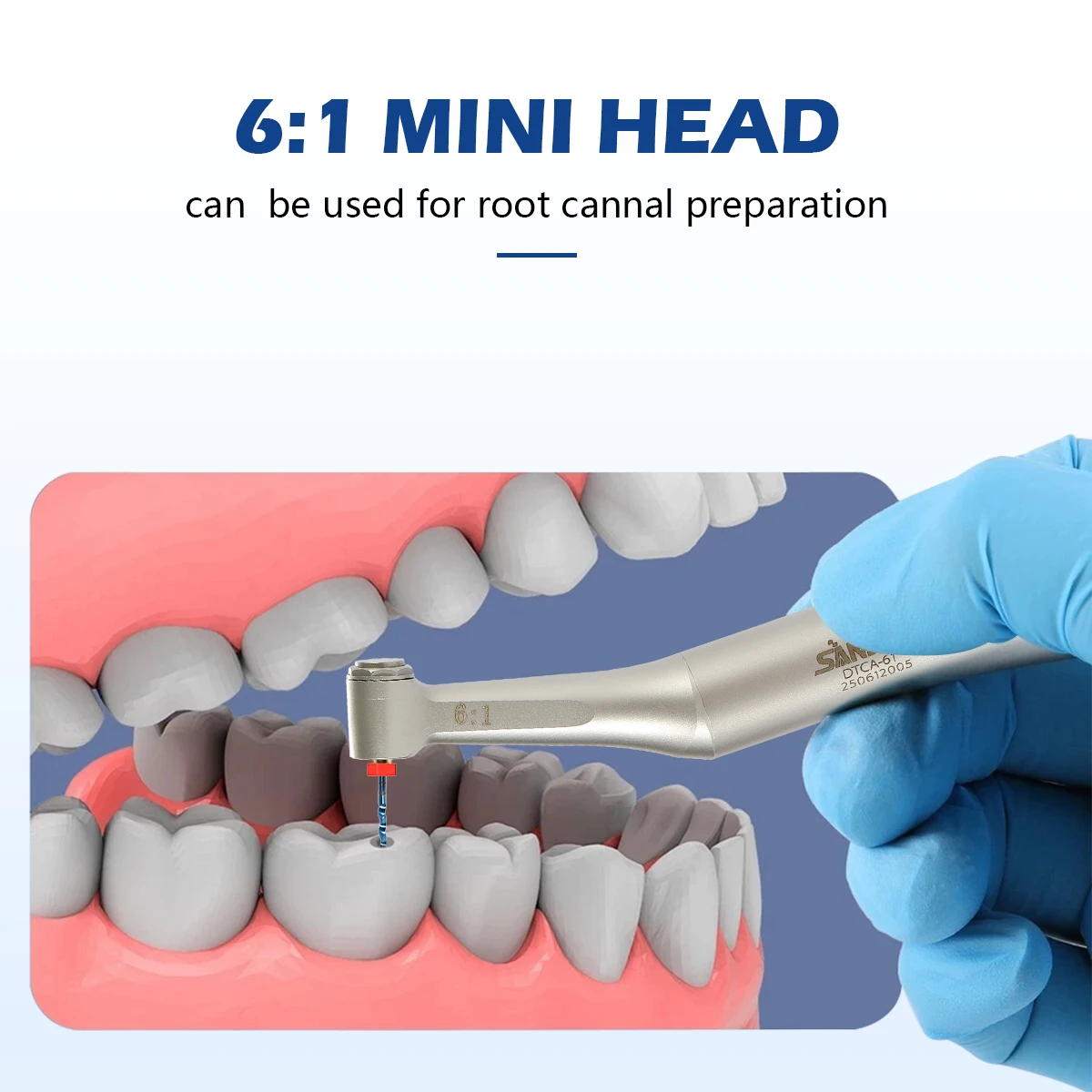 SANDENT Dental Endo Handpiece 6:1 Reduction Contra Angle Endodontic For NSK Sirona Electric Motors Dentsply / Endo Files