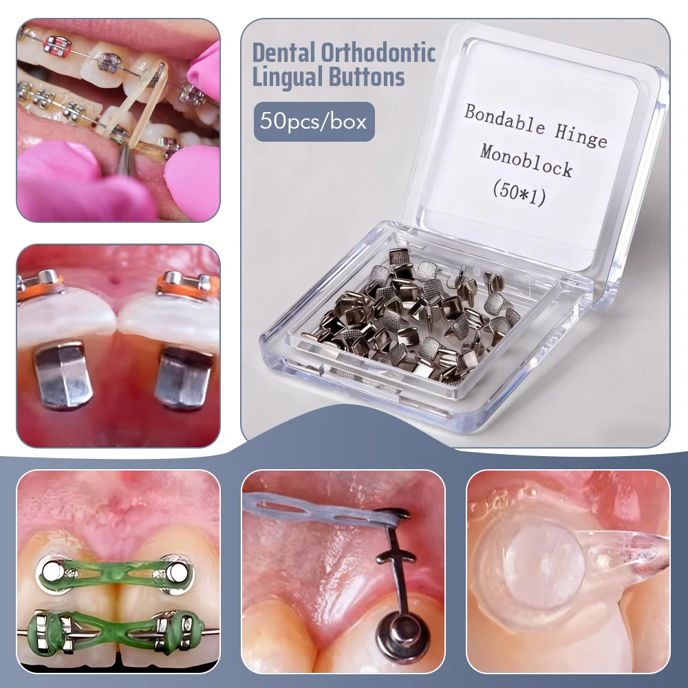 Dental Orthodontic Lingual Buttons Metal Composite Bondable Traction Hook Ceramic Hook Mesh Base Ortodoncia Materiales