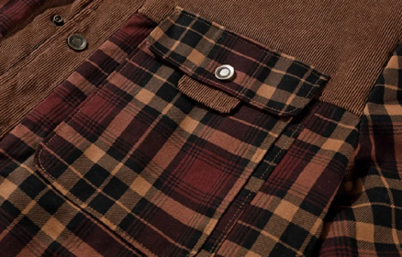 Winter Jacket Men Fleece Thick Warm Cotton Plaid Jacket Autumn Men Casual Multi-Pockets Coat High Quality Warm Lining Jacket Man