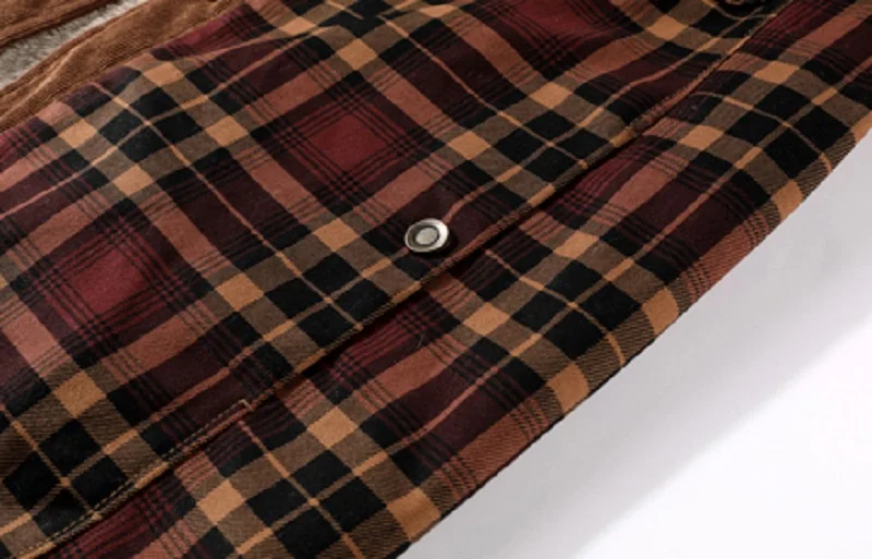 Winter Jacket Men Fleece Thick Warm Cotton Plaid Jacket Autumn Men Casual Multi-Pockets Coat High Quality Warm Lining Jacket Man