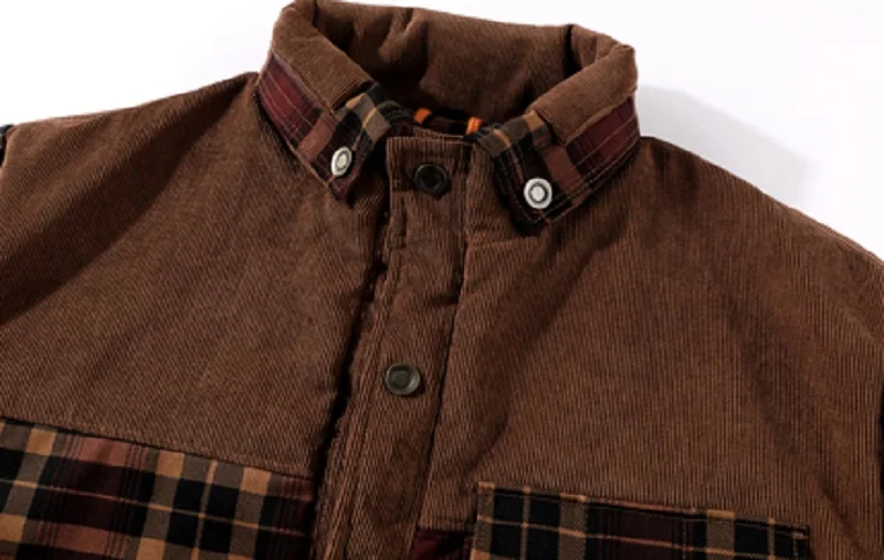 Winter Jacket Men Fleece Thick Warm Cotton Plaid Jacket Autumn Men Casual Multi-Pockets Coat High Quality Warm Lining Jacket Man