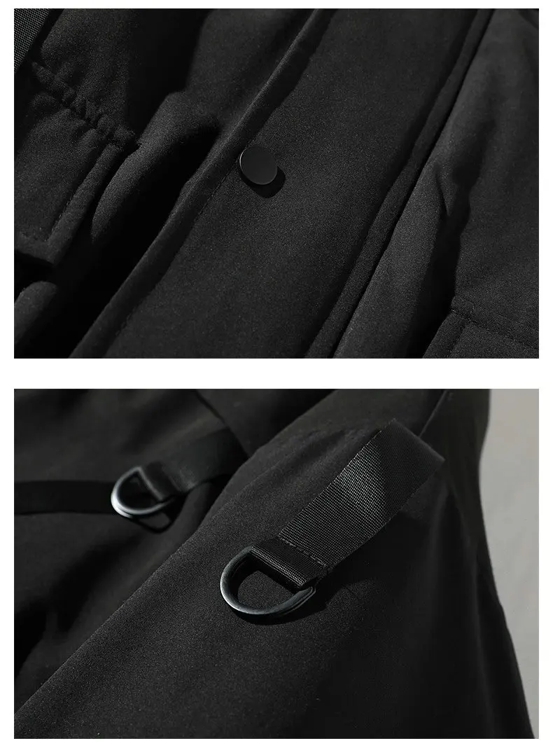 New Ribbons Pockets Winter Jacket Men Thick Hip Hop Streetwear Parka Men Coats Casual Padded Men's Jackets Male Clothing US Size