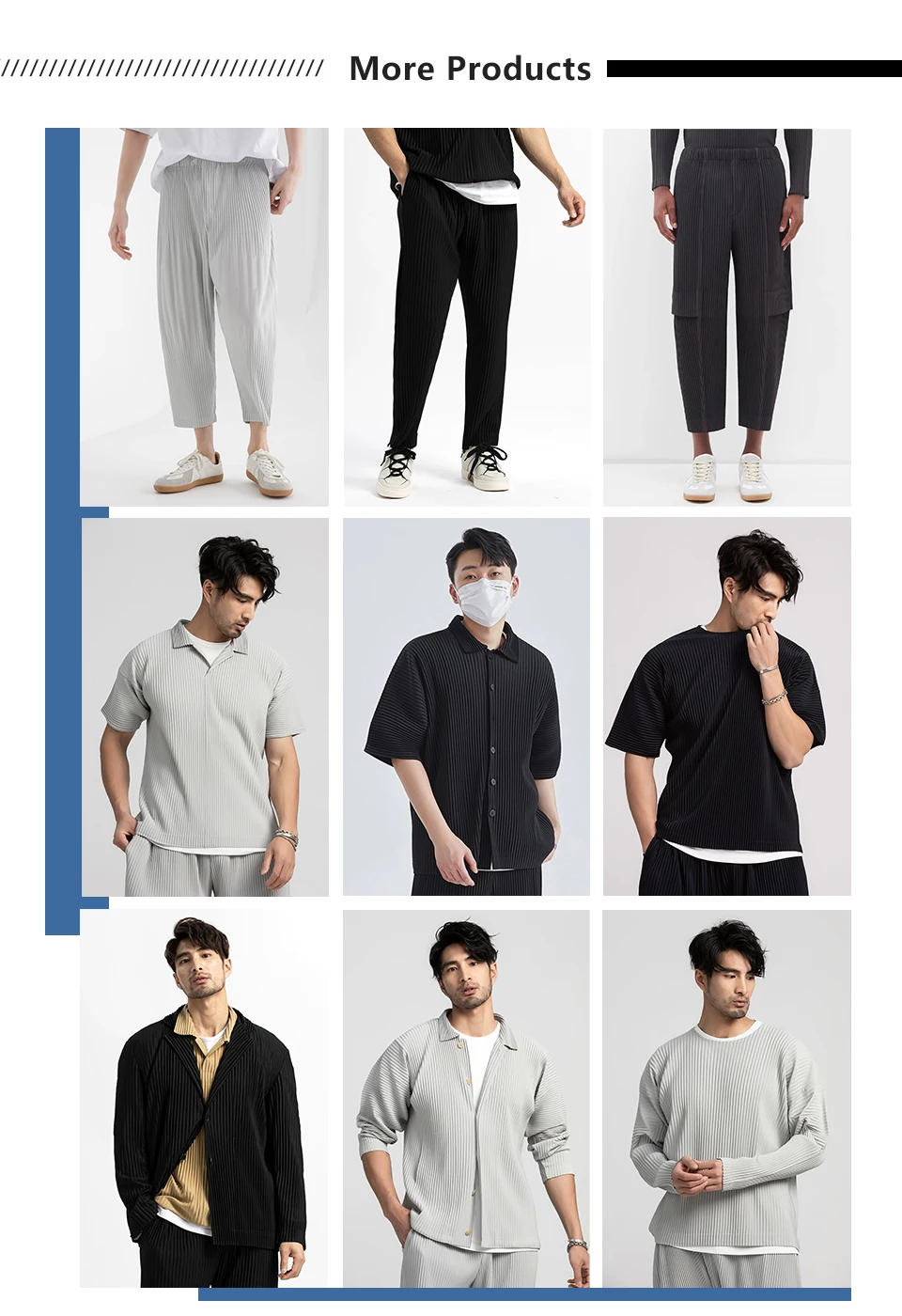 Miyake Pleated Straight Pants Men Clothing Black Pencil Cropped Pants Street Wears Men Japanese Style Ankle Length Pants