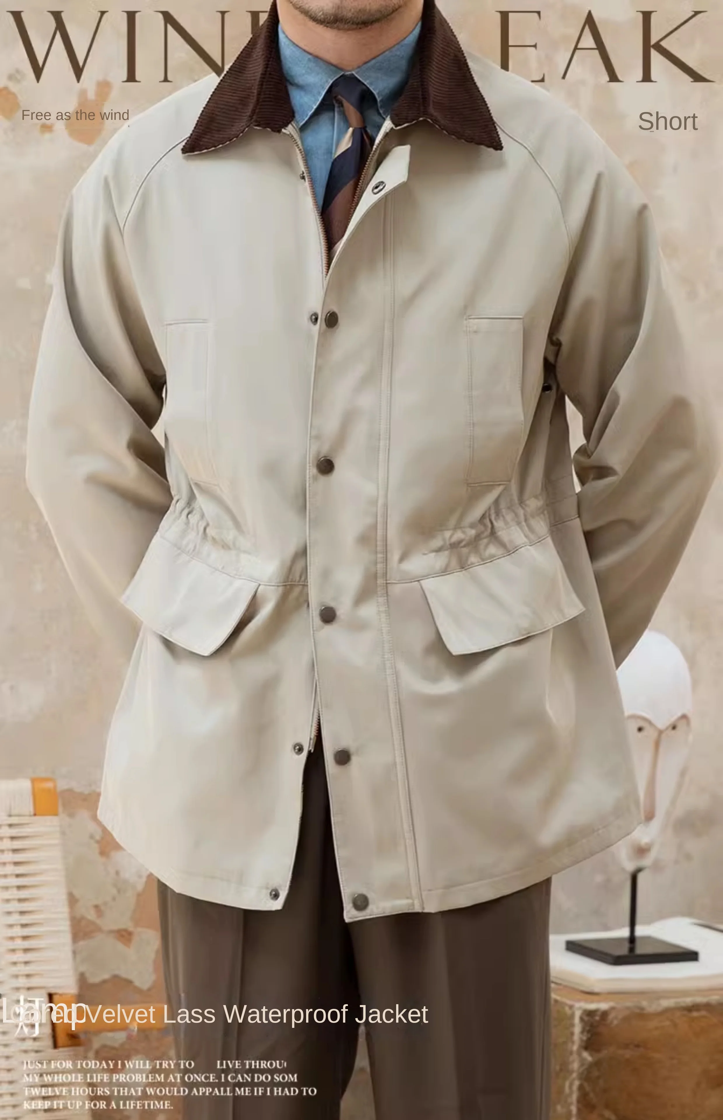 Deer Sanxian Business Retro Outdoor Waist Hunting Wear Windproof Jacket Men's British All-match Waterproof Fashion Jacket