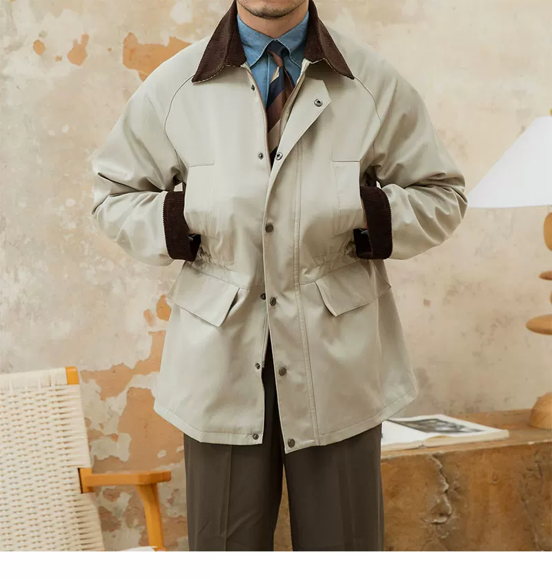 Deer Sanxian Business Retro Outdoor Waist Hunting Wear Windproof Jacket Men's British All-match Waterproof Fashion Jacket