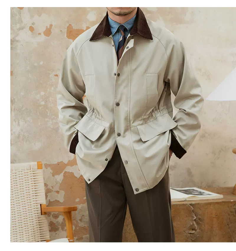 Deer Sanxian Business Retro Outdoor Waist Hunting Wear Windproof Jacket Men's British All-match Waterproof Fashion Jacket