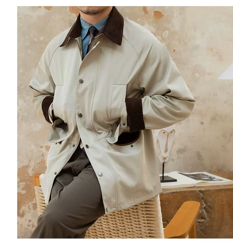 Deer Sanxian Business Retro Outdoor Waist Hunting Wear Windproof Jacket Men's British All-match Waterproof Fashion Jacket
