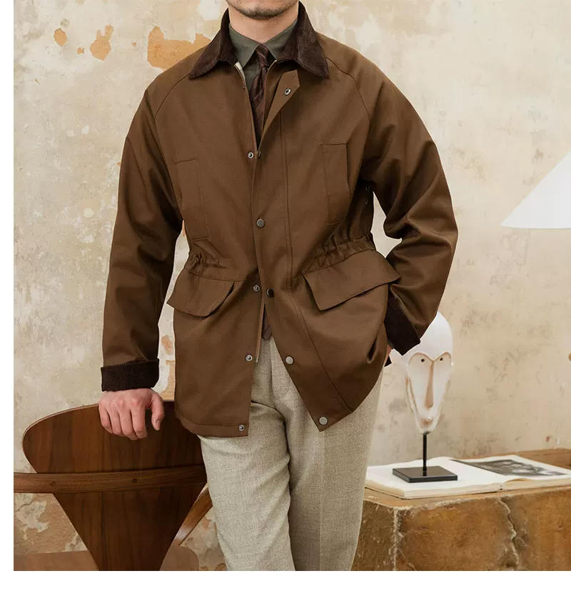 Deer Sanxian Business Retro Outdoor Waist Hunting Wear Windproof Jacket Men's British All-match Waterproof Fashion Jacket