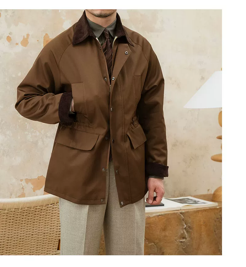 Deer Sanxian Business Retro Outdoor Waist Hunting Wear Windproof Jacket Men's British All-match Waterproof Fashion Jacket