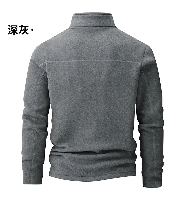 Plus Velvet Sweater Men's L-9XL Large Size Winter Polar Fleece Stand-up Collar Half-zipper Long-sleeved Solid Color Coat Promo