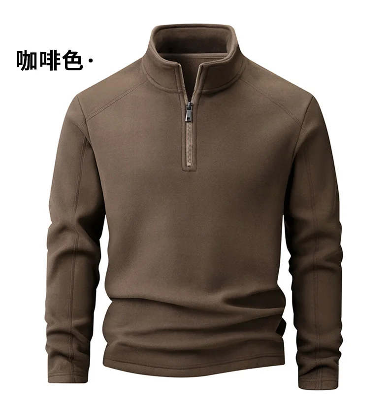 Plus Velvet Sweater Men's L-9XL Large Size Winter Polar Fleece Stand-up Collar Half-zipper Long-sleeved Solid Color Coat Promo