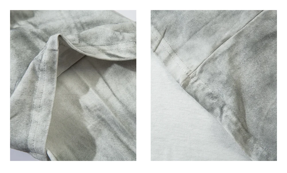 Letter Print Double-sided Printed T-shirt Mens High Street Washed Loose Cotton Tee Men Long Sleeve Crew Neck Tee Men