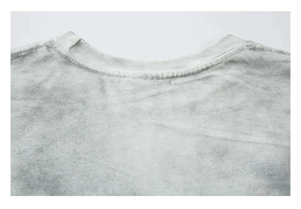 Letter Print Double-sided Printed T-shirt Mens High Street Washed Loose Cotton Tee Men Long Sleeve Crew Neck Tee Men