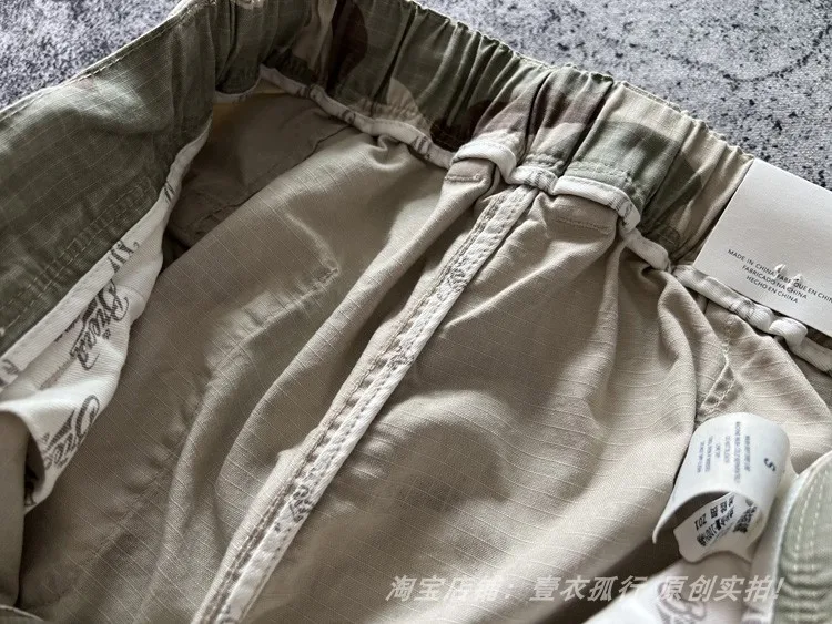American Retro Amekaji 3D Patch Pocket Washed Workwear Loose Straight Camo Summer Cargo Shorts for Men High Quality 100% Cotton