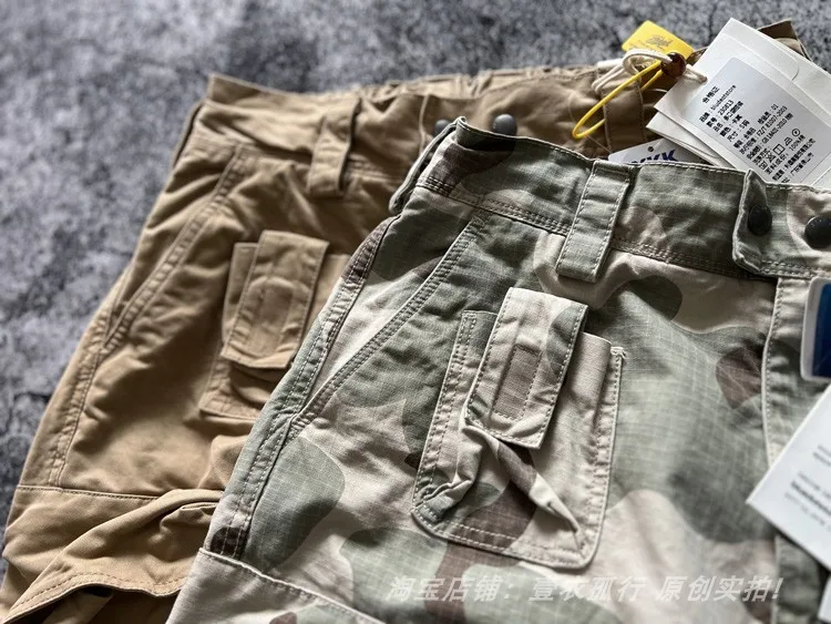 American Retro Amekaji 3D Patch Pocket Washed Workwear Loose Straight Camo Summer Cargo Shorts for Men High Quality 100% Cotton
