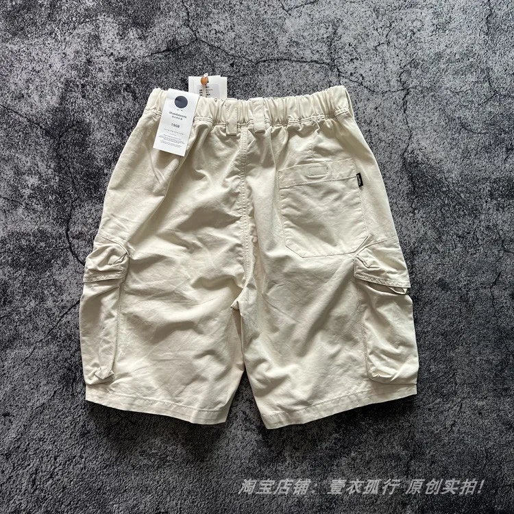 American Retro Amekaji 3D Patch Pocket Washed Workwear Loose Straight Camo Summer Cargo Shorts for Men High Quality 100% Cotton
