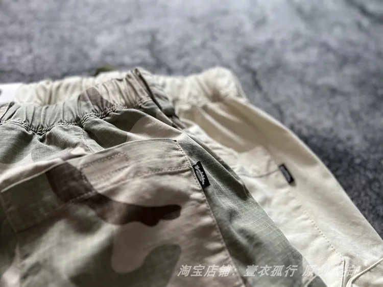 American Retro Amekaji 3D Patch Pocket Washed Workwear Loose Straight Camo Summer Cargo Shorts for Men High Quality 100% Cotton
