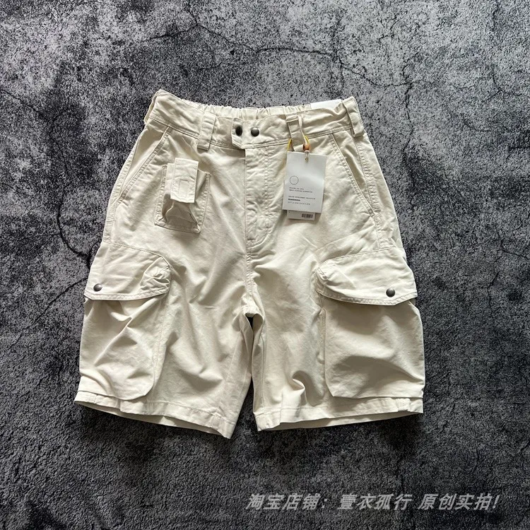 American Retro Amekaji 3D Patch Pocket Washed Workwear Loose Straight Camo Summer Cargo Shorts for Men High Quality 100% Cotton