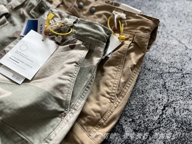 American Retro Amekaji 3D Patch Pocket Washed Workwear Loose Straight Camo Summer Cargo Shorts for Men High Quality 100% Cotton