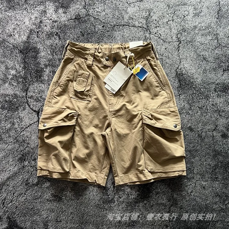 American Retro Amekaji 3D Patch Pocket Washed Workwear Loose Straight Camo Summer Cargo Shorts for Men High Quality 100% Cotton