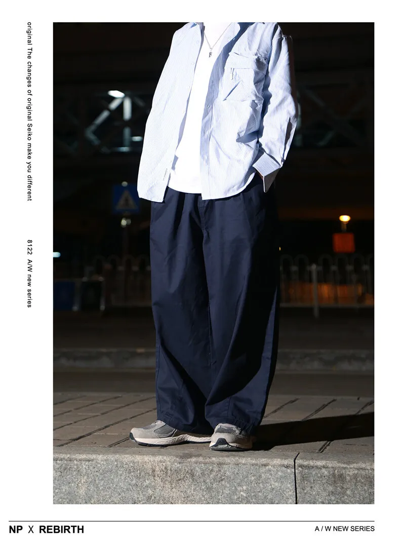Men's Ultra Loose Wide Leg Pants Amikaji Balloon Cargo Pants Sold Color Cityboy Work Pants Autumn Casual Curved Knife Pants
