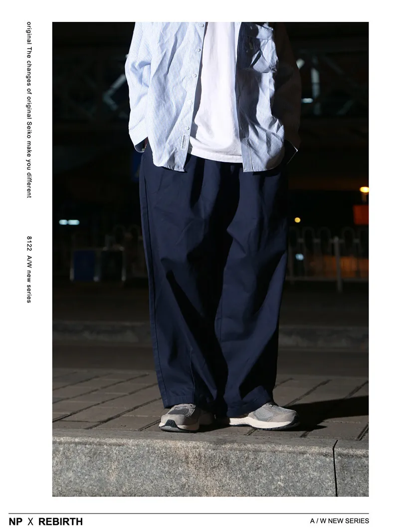 Men's Ultra Loose Wide Leg Pants Amikaji Balloon Cargo Pants Sold Color Cityboy Work Pants Autumn Casual Curved Knife Pants