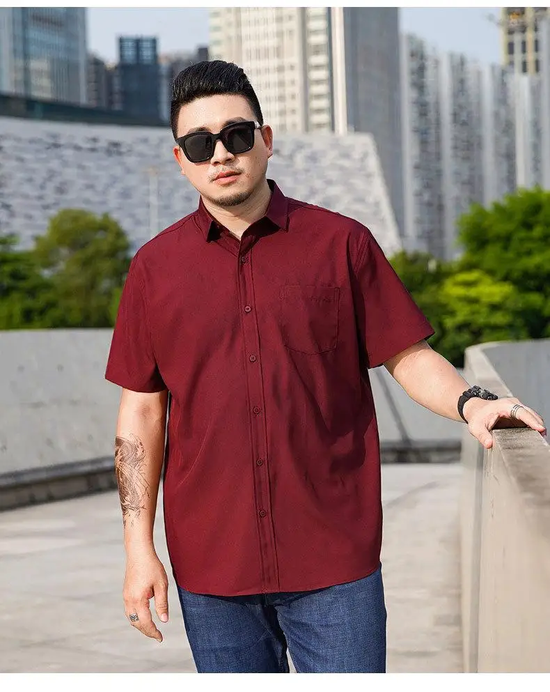 Men Shirt Plus Size Summer Short Sleeve Business Work Shirt Loose Fit Comfortable Oversized T Shirt designer clothes men