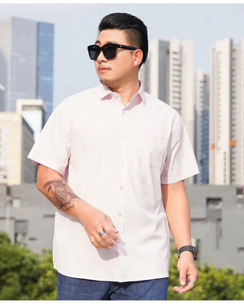 Men Shirt Plus Size Summer Short Sleeve Business Work Shirt Loose Fit Comfortable Oversized T Shirt designer clothes men
