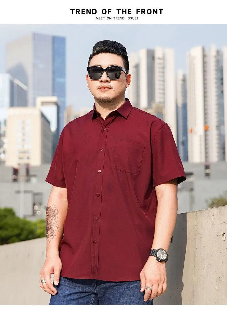 Men Shirt Plus Size Summer Short Sleeve Business Work Shirt Loose Fit Comfortable Oversized T Shirt designer clothes men
