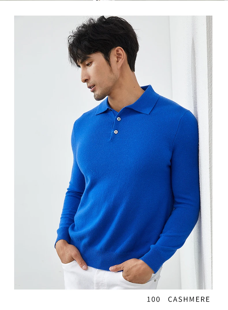 A Class 100% Pure Cashmere Sweater Men's POLO Neck Knitted Pullover Autumn and Winter New Warm Top Fashion Korean Edition Jacket
