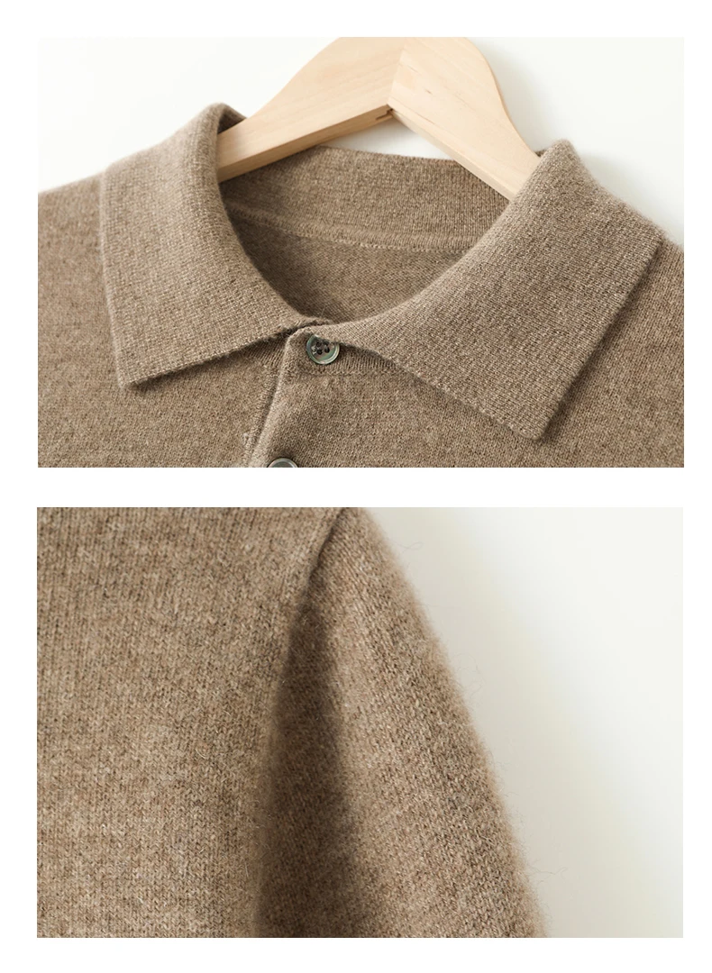 A Class 100% Pure Cashmere Sweater Men's POLO Neck Knitted Pullover Autumn and Winter New Warm Top Fashion Korean Edition Jacket