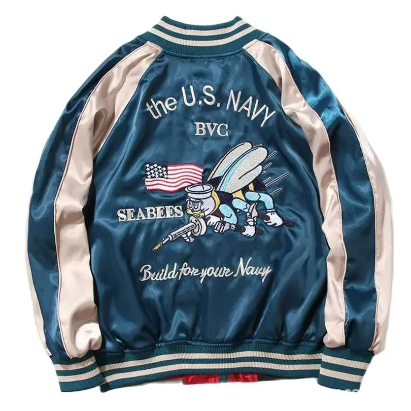 Men Women Satin Embroidery Jacket Sukajan Retro Oversize Couple Coat Korean Spring Autumn 2026