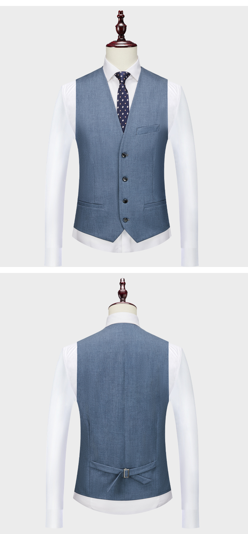 Jacket+Vest+Pants / 2023 High Quality Men Slim Suit Formal Business Groom Wedding Social Dress Blue Grey High-end Casual Tuxedo