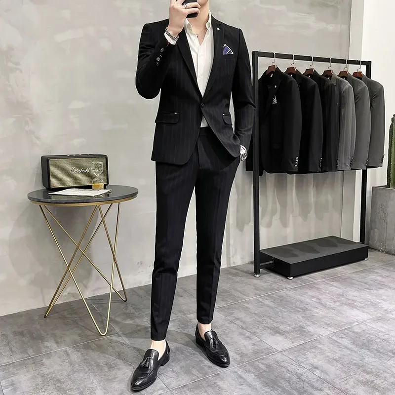 High-Quality Two-Piece Groom Wedding Suit Business Casual Banquet Costume for Men Luxury Ensemble with Trousers